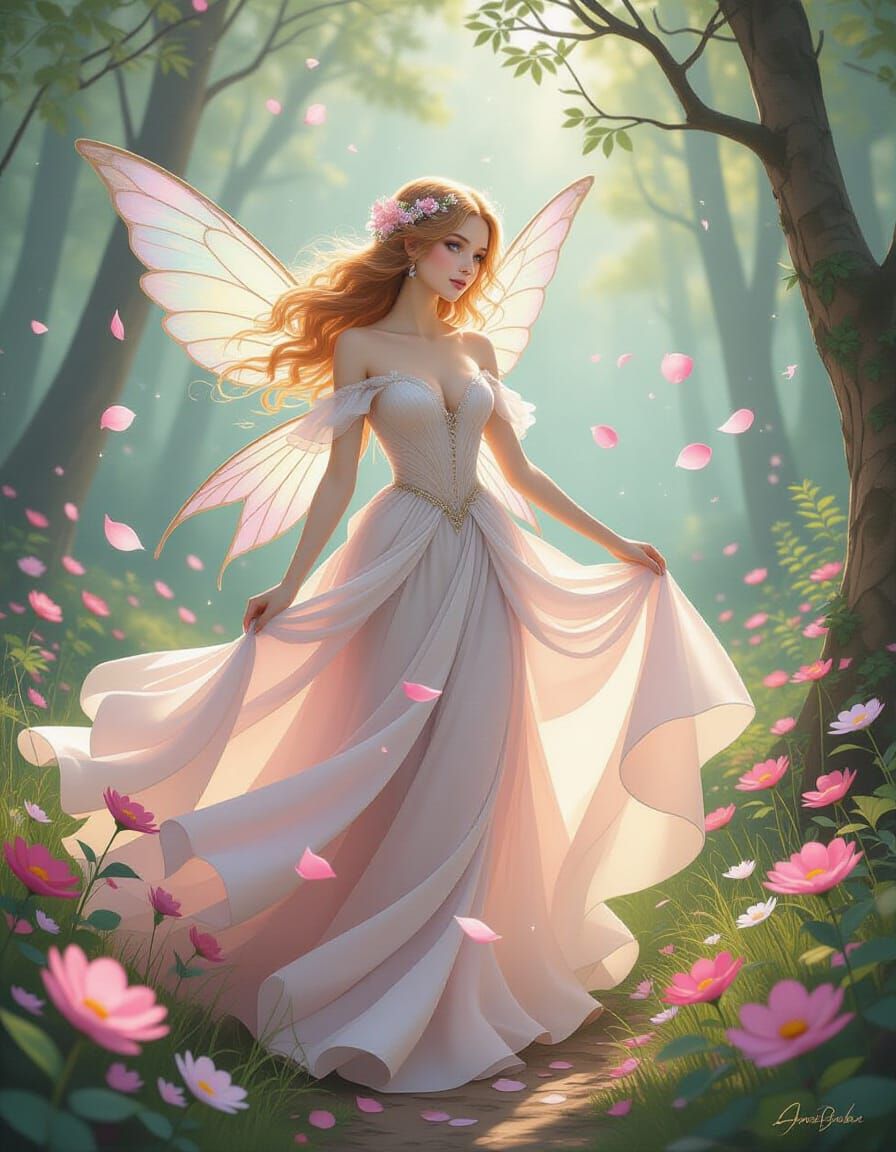Ethereal Fairy in Whimsical Forest Dreamscape