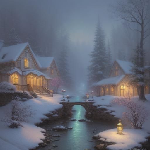 Ethereal Candy Canes in a Thomas Kinkade Style