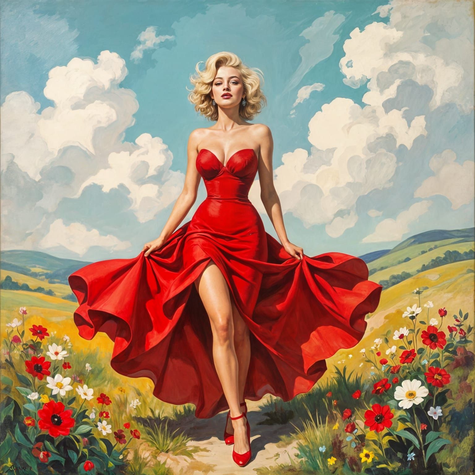 Marilyn Monroe Portrait in Marc Chagall Style