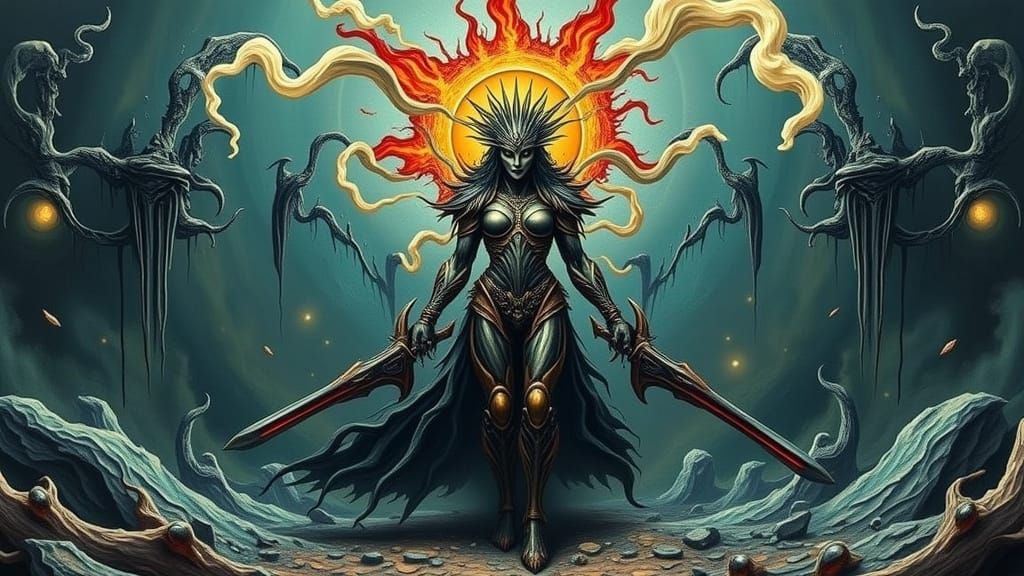 Heavy Metal Surreal Warrior Queen in Twisted Dreamlike Lands...