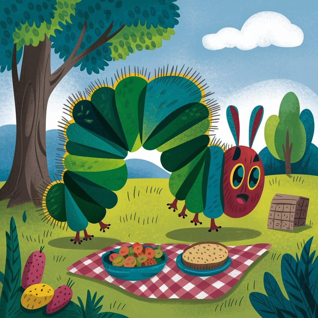Excited Caterpillar at Picnic
