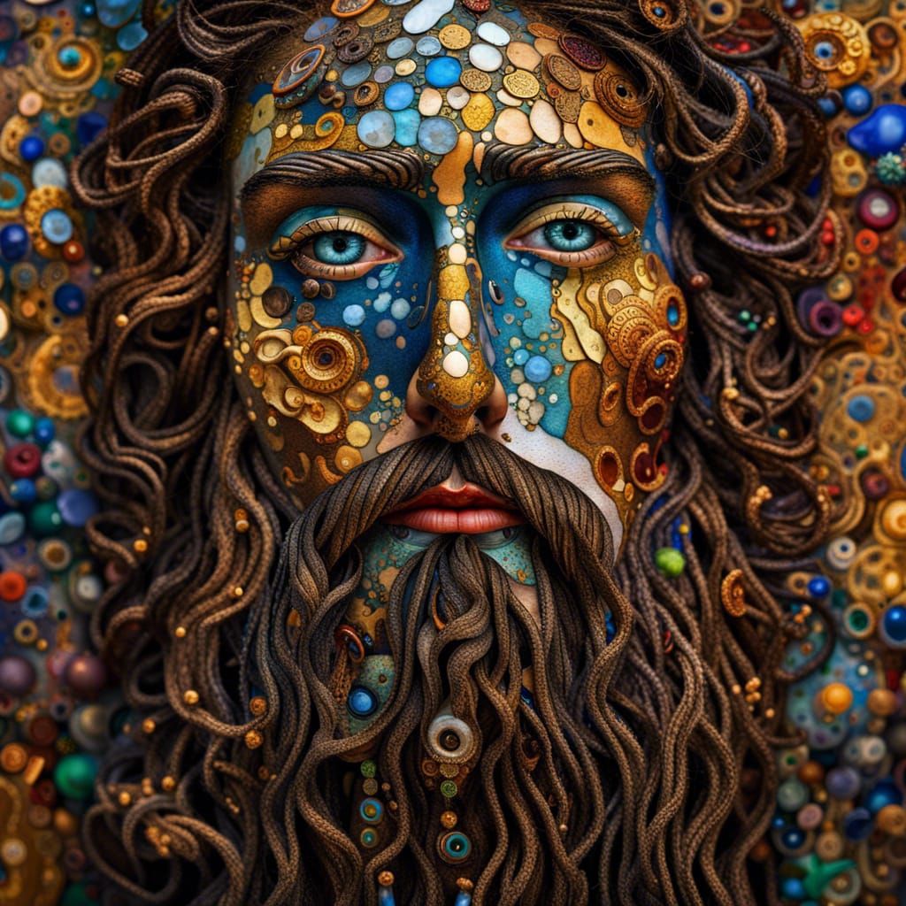 Jesus Christ Portrait in Klimt Style