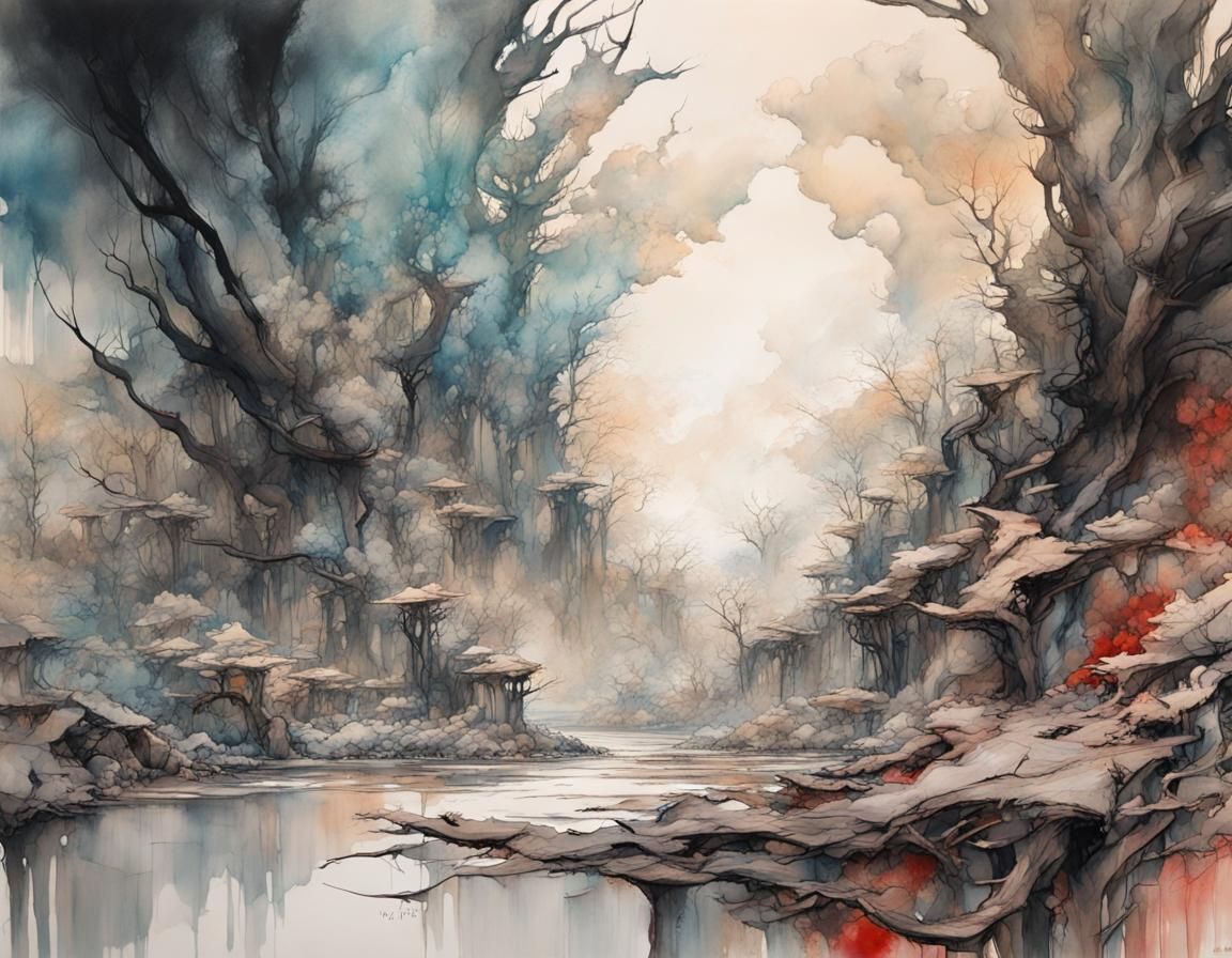 Abstract Wonderland in Mixed Media Style