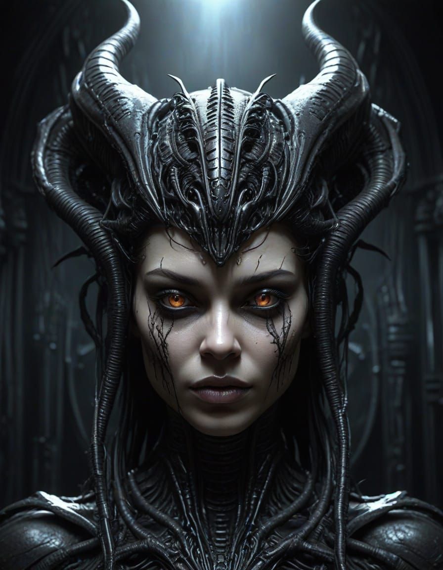 Dark Fantasy Xenomorph Queen Cinematic Portrait