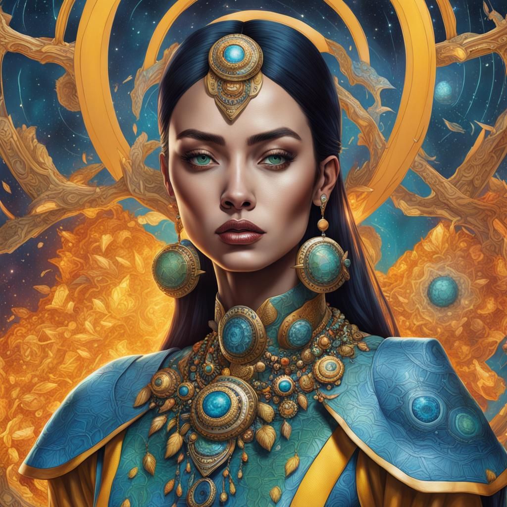Hyperrealistic Portrait of Woman in Futuristic Clothing