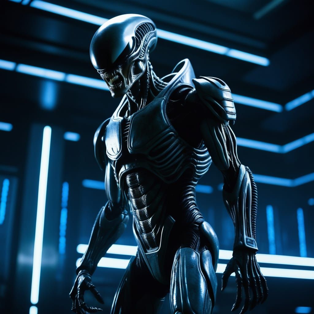 Alien Hybrid Warrior in Futuristic Armor