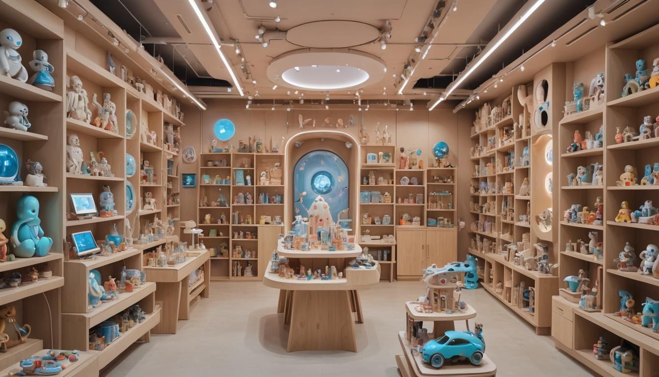 A futuristic art toy shop