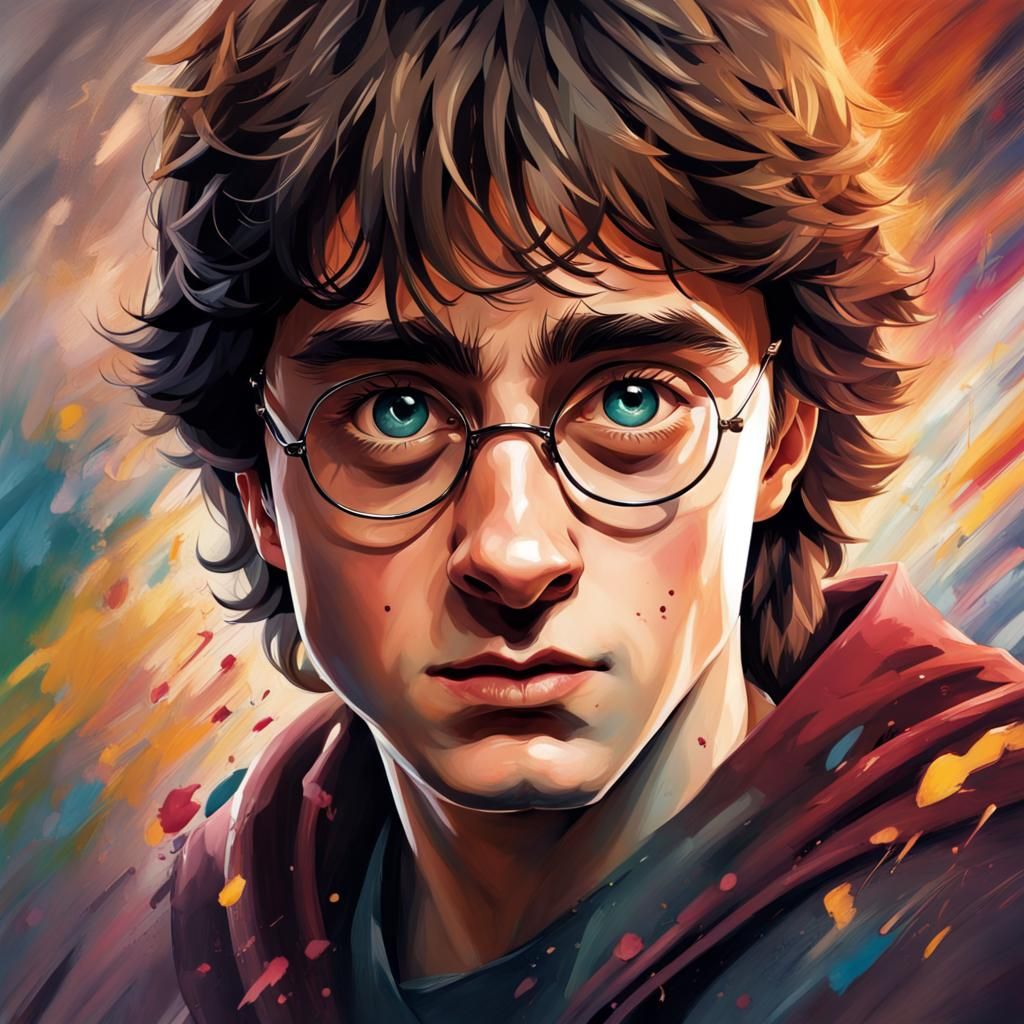Detailed Portrait of Harry Potter in Splash Art Style