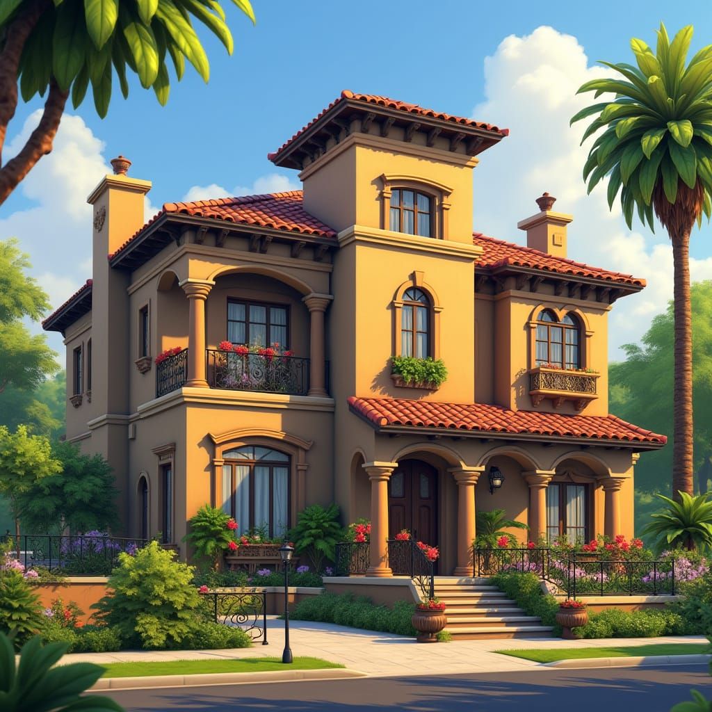 Sims 4 Spanish Colonial Revival House Design