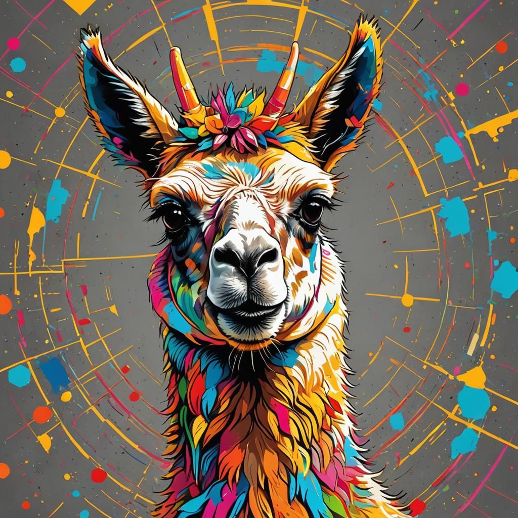A Pop Art Happy Llama