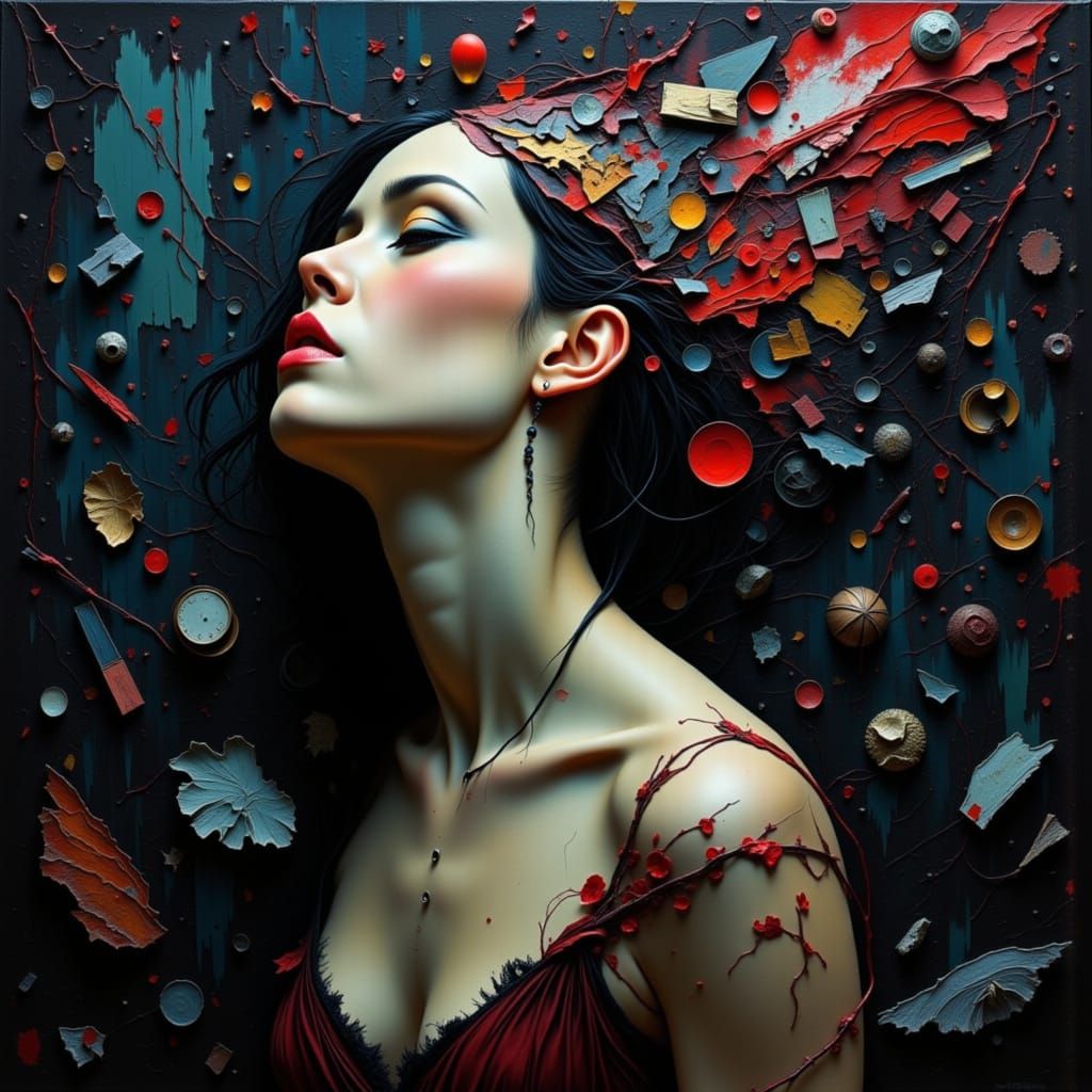 Woman in Eerie Darkness with Dreamlike Subconscious