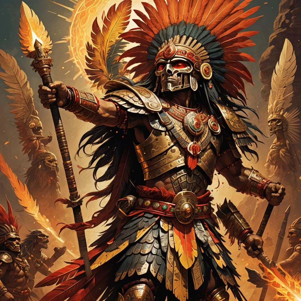 Huitzilopochtli: Aztec God of War in Epic Fantasy Illustrati...