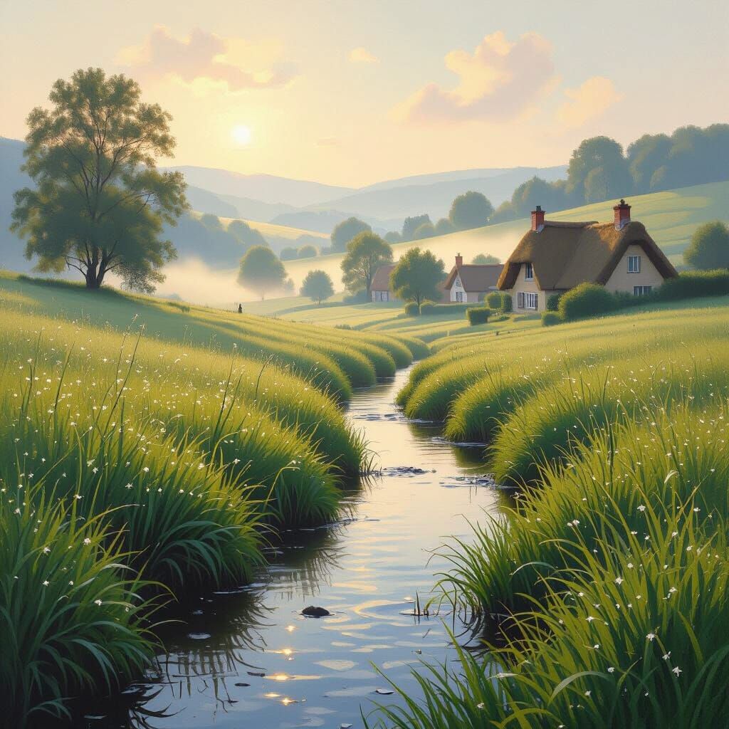 Peaceful Impressionistic Morning Landscape Painting