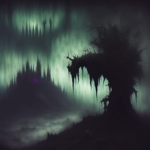Dark Fantasy Concept Art Of Cursed Apples and Haunted Woods