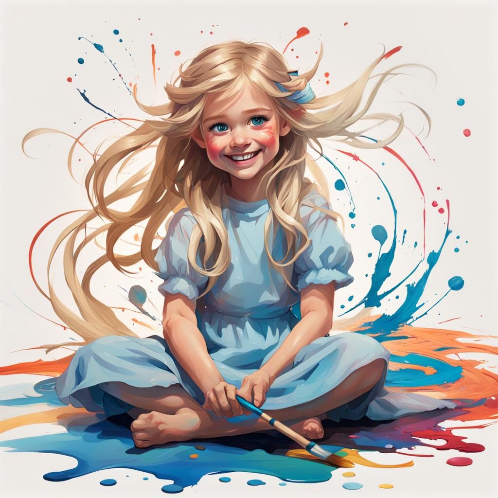 Girl Painting: Splash Art by Artgerm, Rutkowski and WLOP