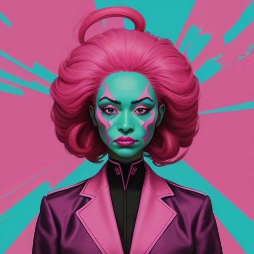 Pink Mao Suit Protest Art in Fauvist Style