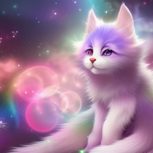 Pastel Anime Neko Girl Hug in Detailed Matte Painting