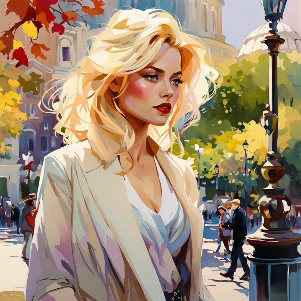 City Park: A Hyperrealistic Digital Watercolor Portrait