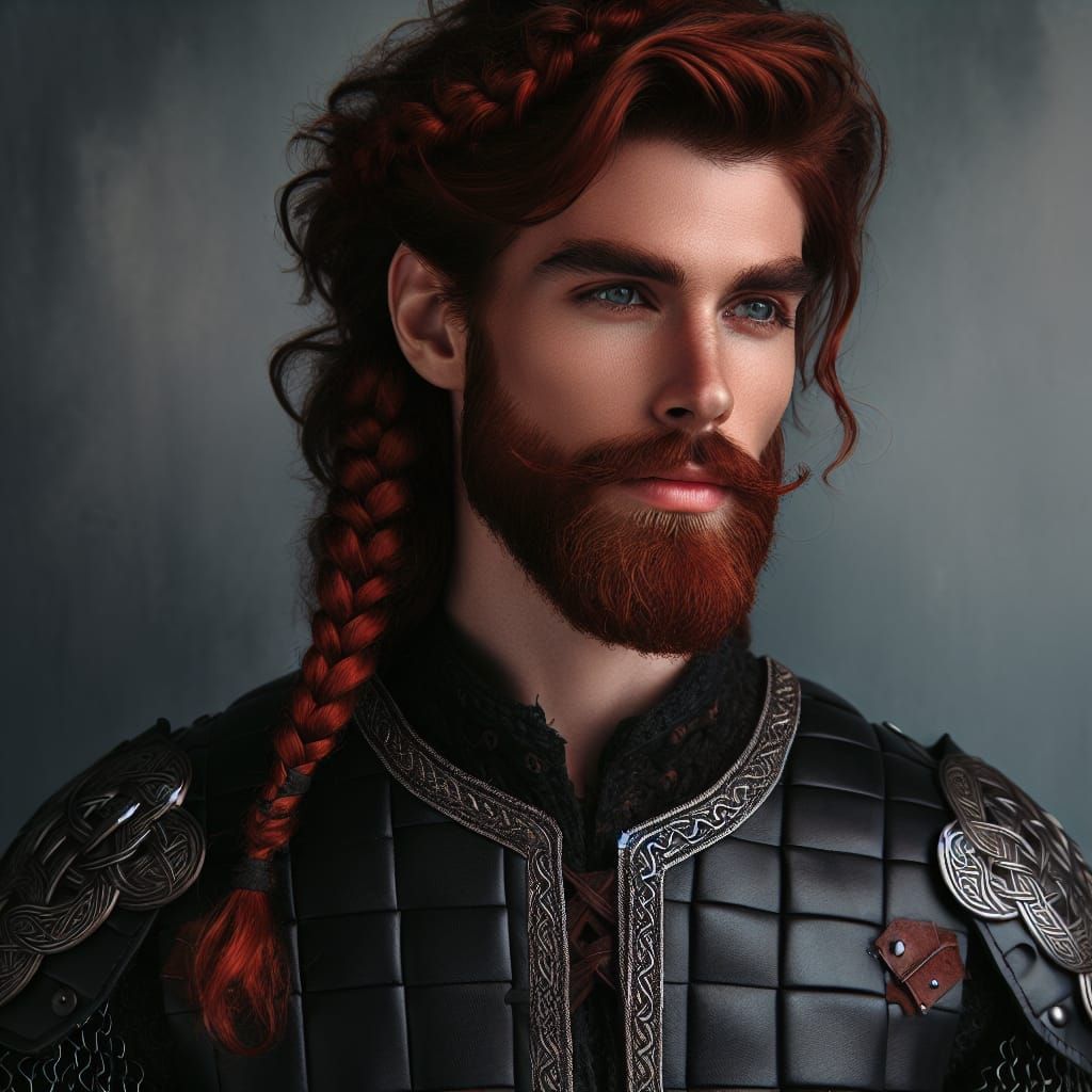 Celtic Warrior with Braided Beard and Leather Armor