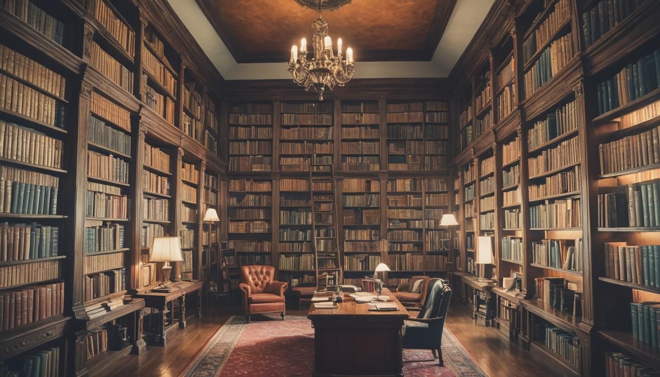 Cozy Castle Library with Floor-to-Ceiling Shelves
