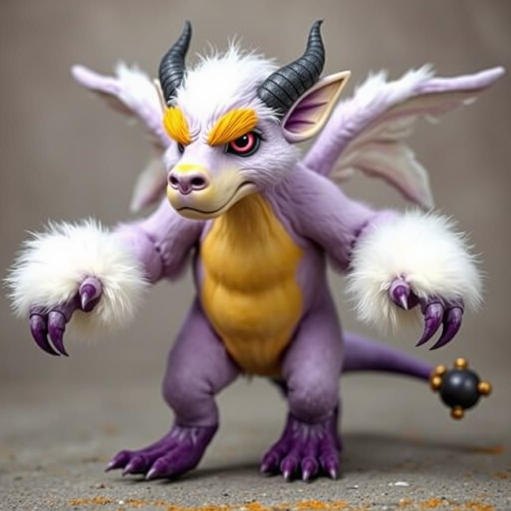 Lilac Griffin Gargoyle Creature Walking Upright