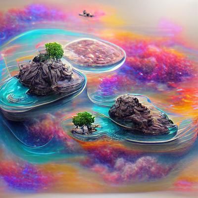 Cosmic Floating Islands in Astral Illustration