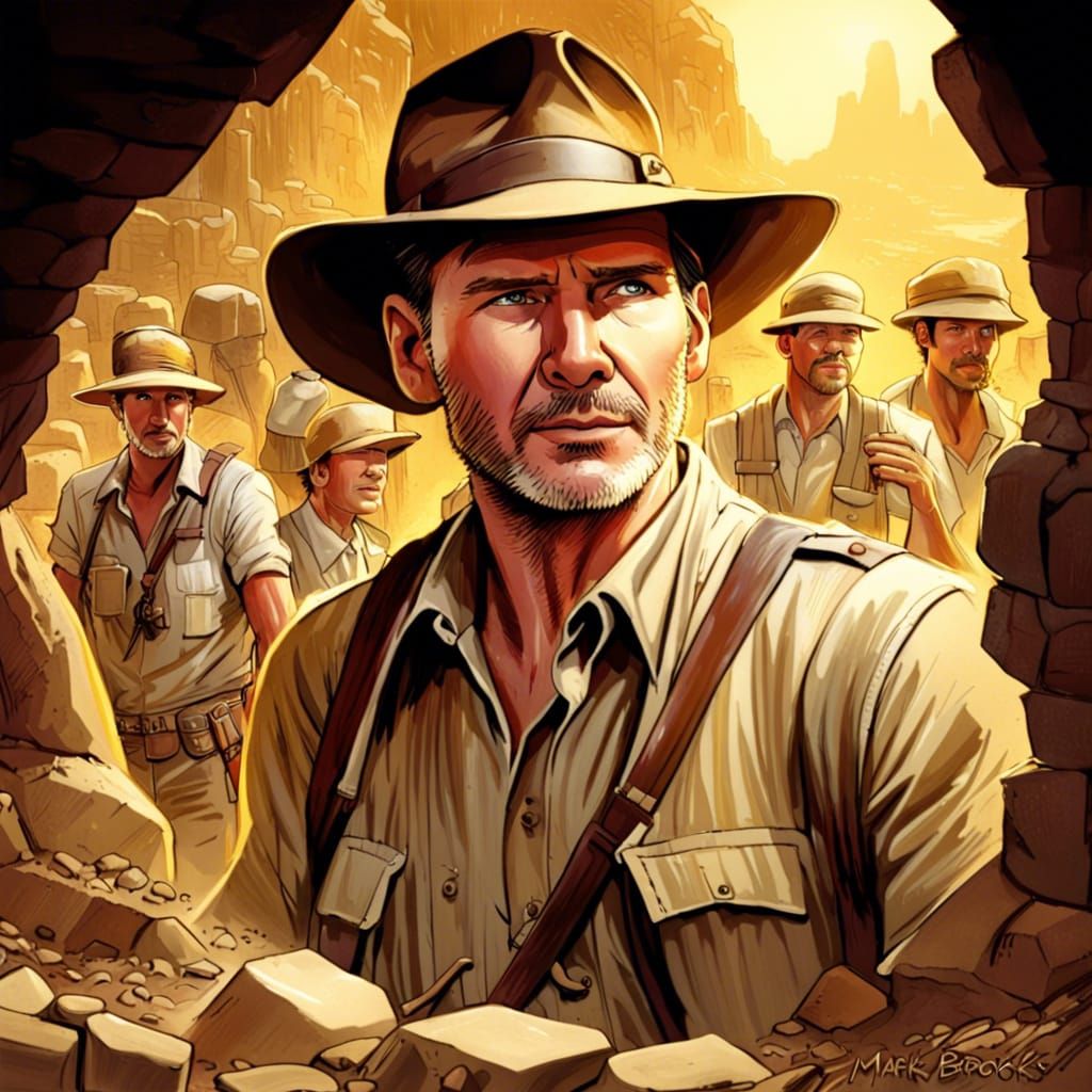 Indiana Jones Digsite Portrait in Comic Book Art