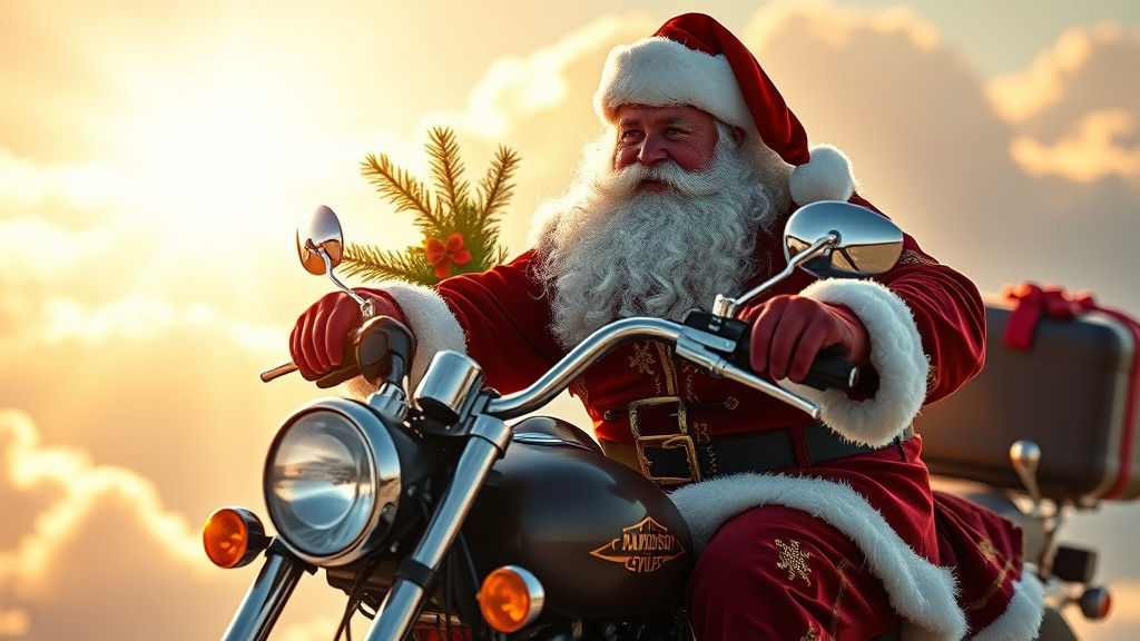 Santa on Harley Davidson: Hyperrealistic Concept Art