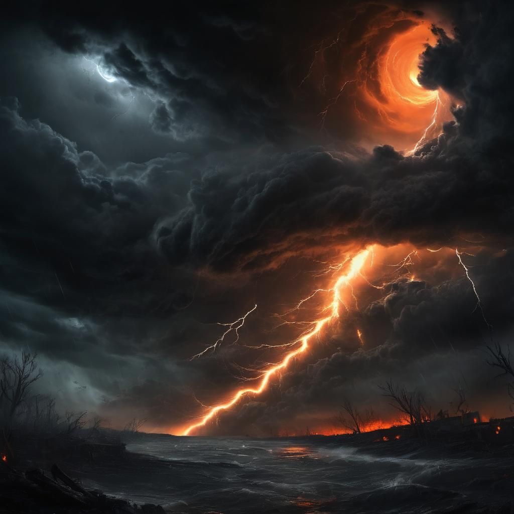 Apocalyptic Hurricane Under Black Moon Concept Art