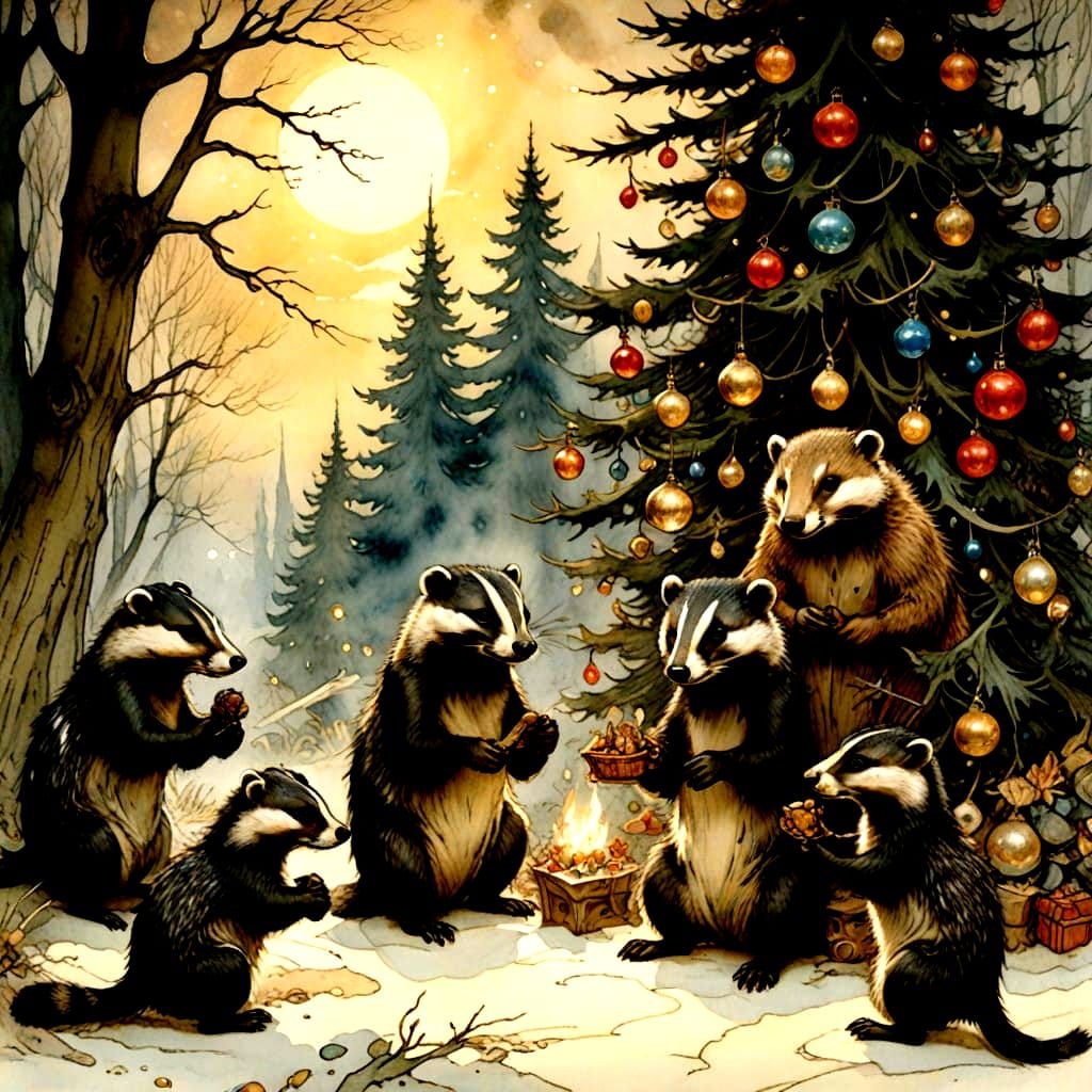 Badgers Celebrate Christmas with Grand Decorated Tree
