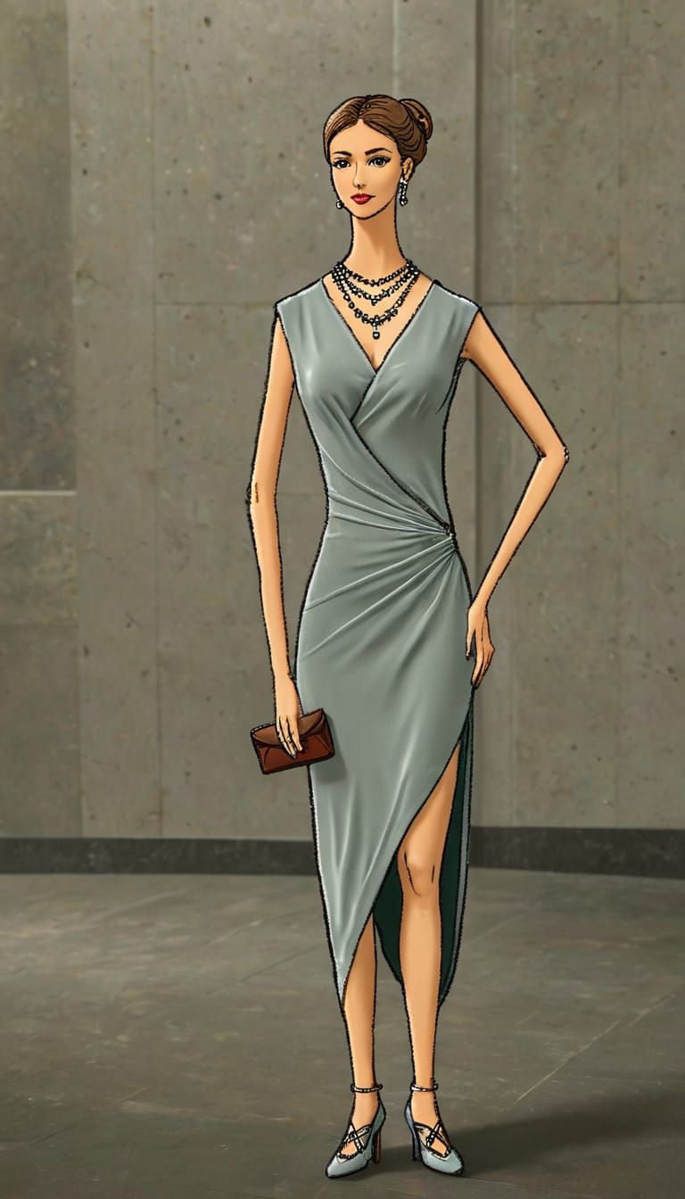 Elegant Lady in Evening Dress at the Theater