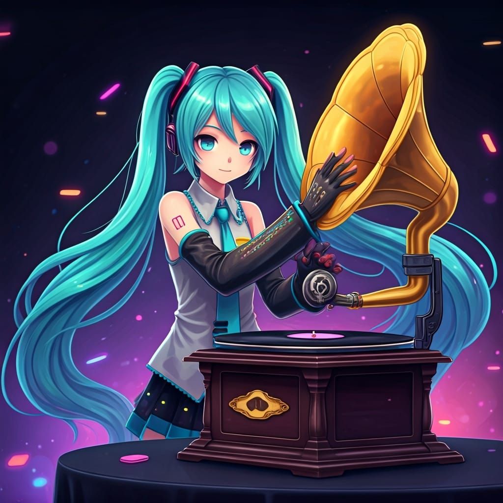 Hatsune Miku and the Giant Gramophone