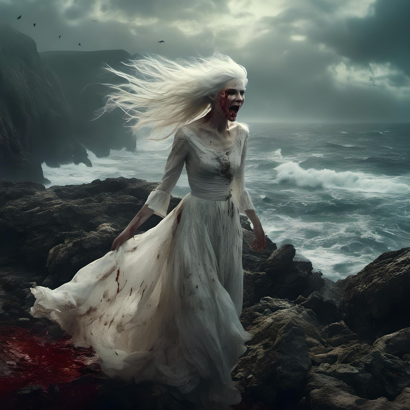 Macabre Irish Banshee with Tears of Blood