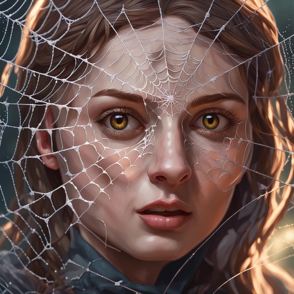 Detailed Spiderweb with Spider in Hyperdetailed Style