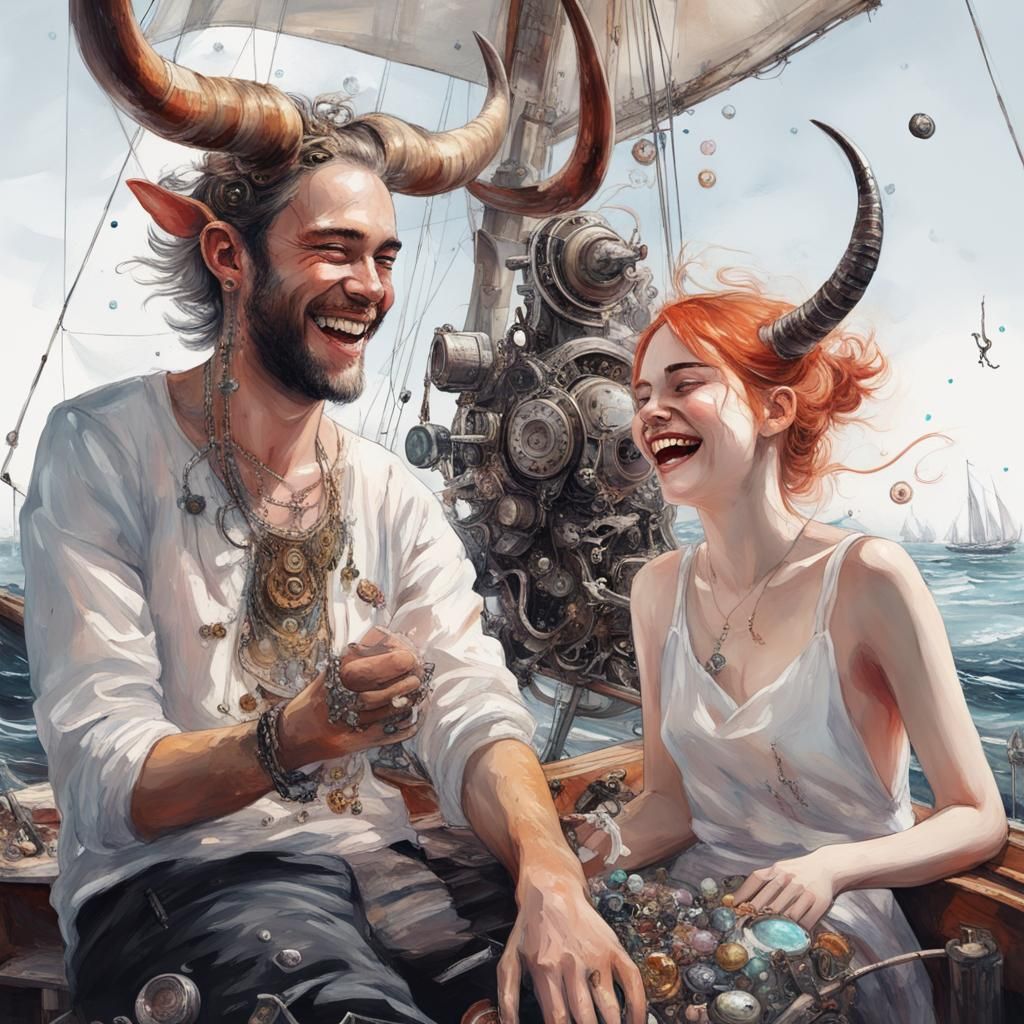 Surreal Sailing Scene with Gemstones, Afrofuturism Art