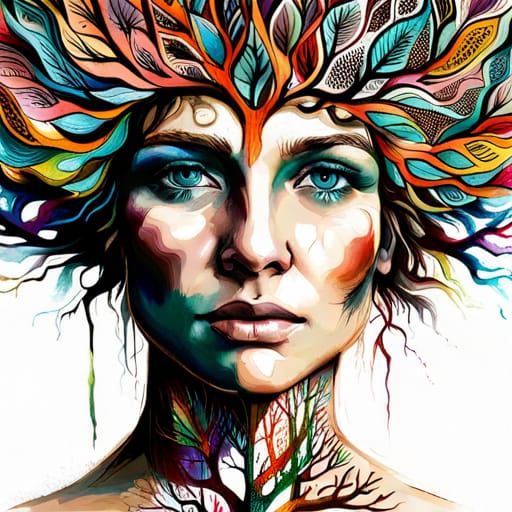 Intricate Technicolor Tree of Life in Hyperreal Detail