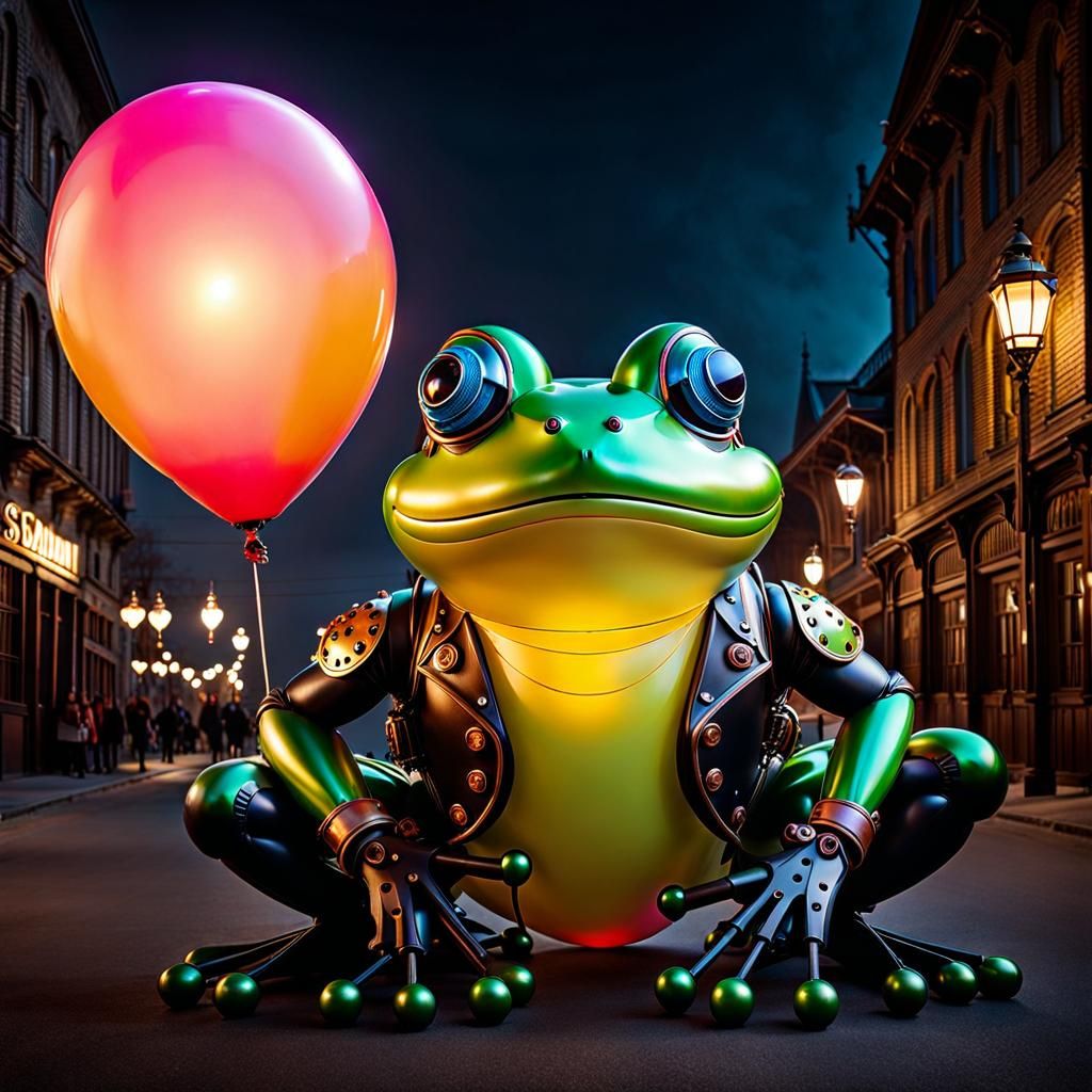 Steampunk Balloon Frog Terrorizes City in 8K