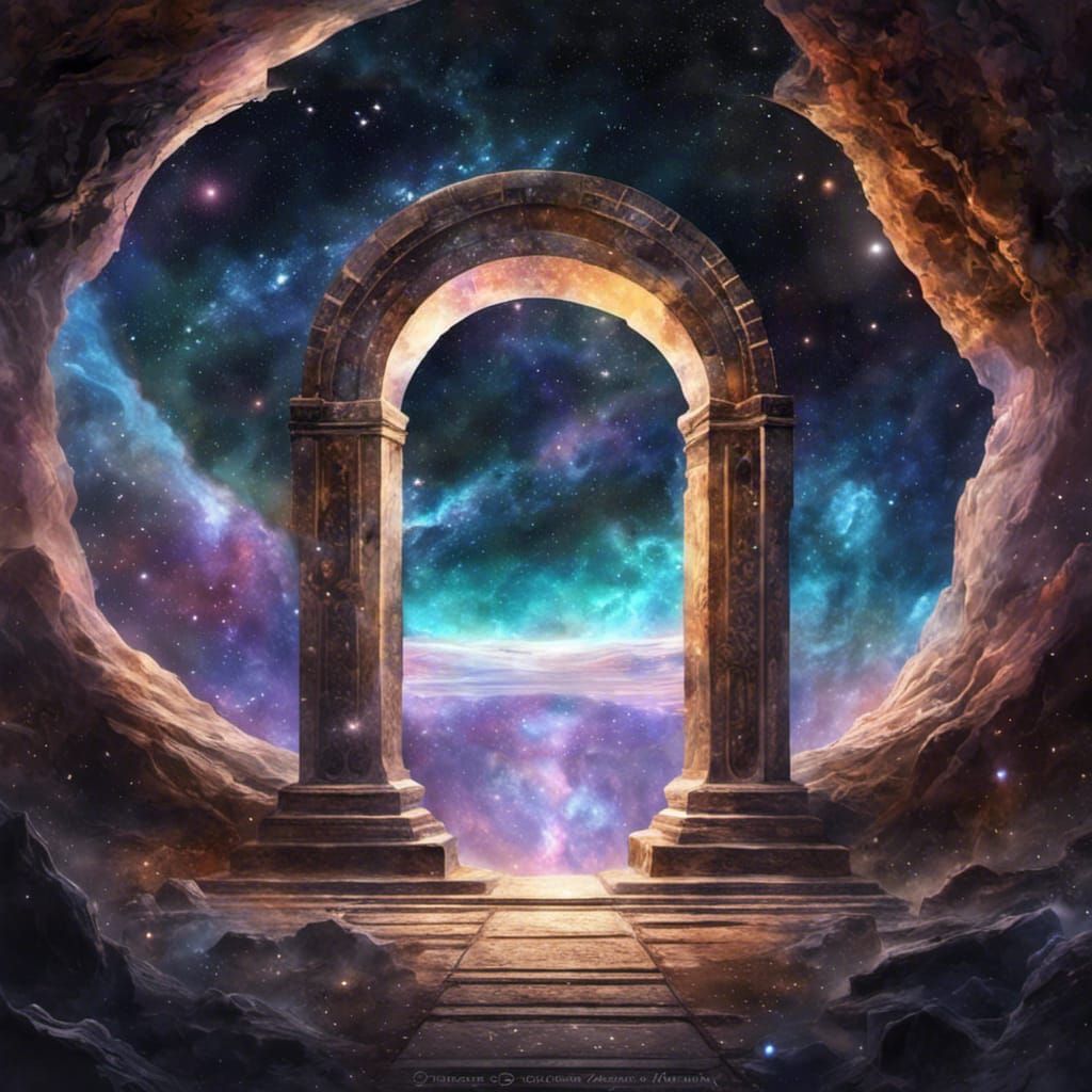 Stone Archway Portal to Galaxy Nebula