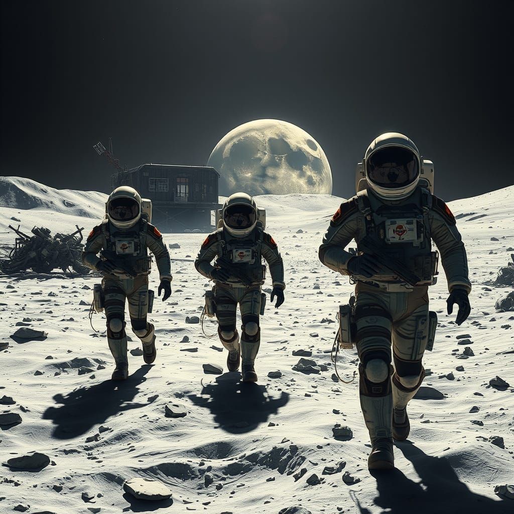 Moon Base Infiltration in Gritty Sci-Fi Style