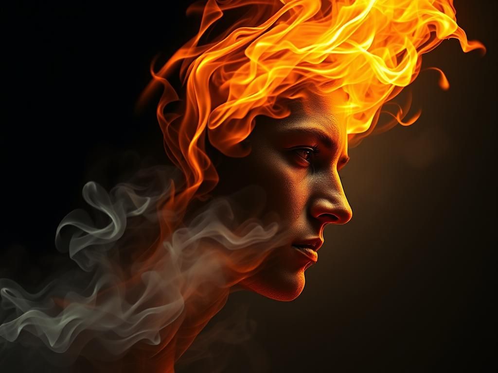 Fiery Face: A Portrait of Passion and Transformation
