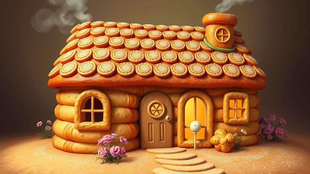 Fairytale Cottage Made of Croissants and Cookies
