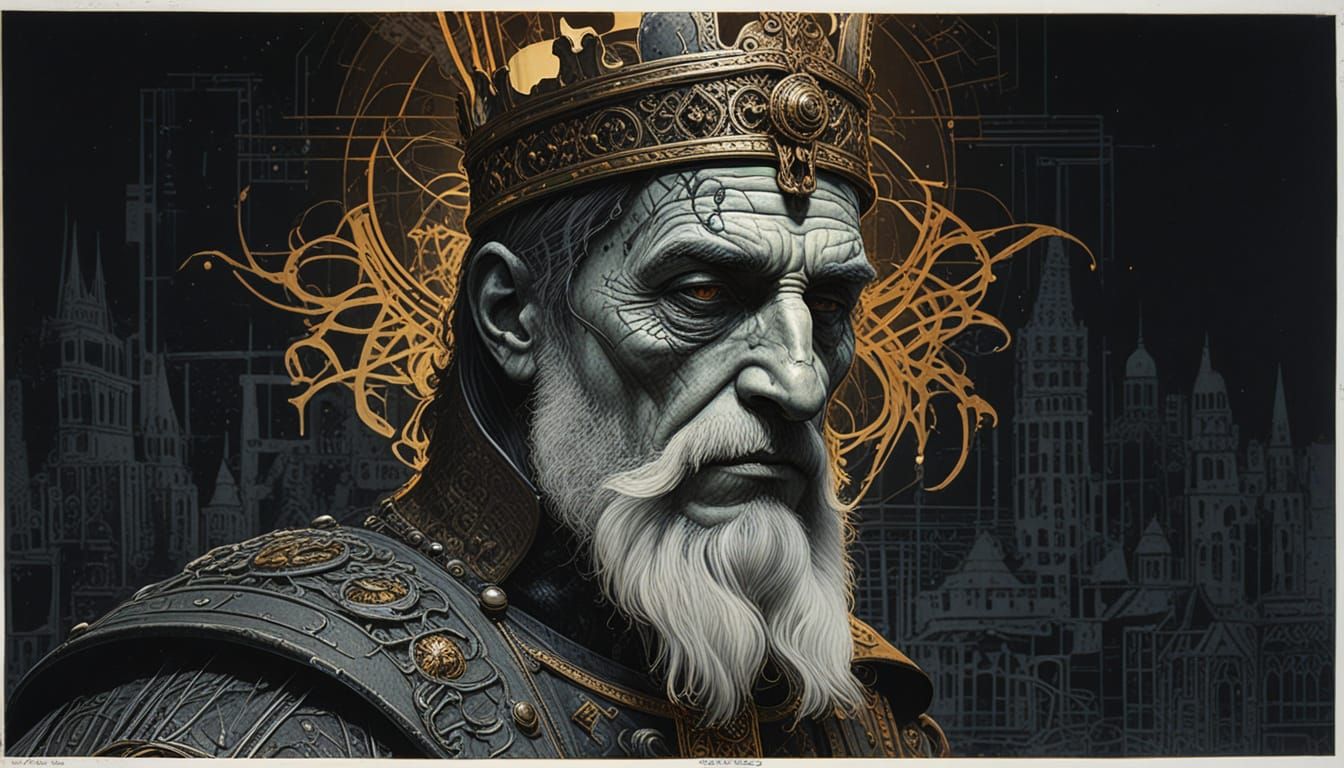 Medieval Robot King with Fractured Armor