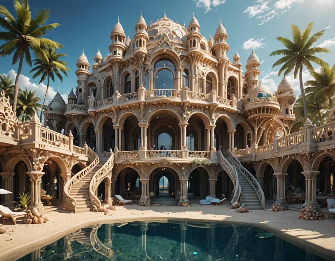 Shimmering Seashell Palace Under the Sea