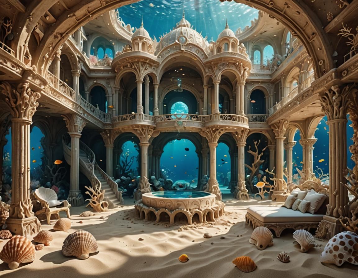 Shimmering Seashell Palace Under the Sea
