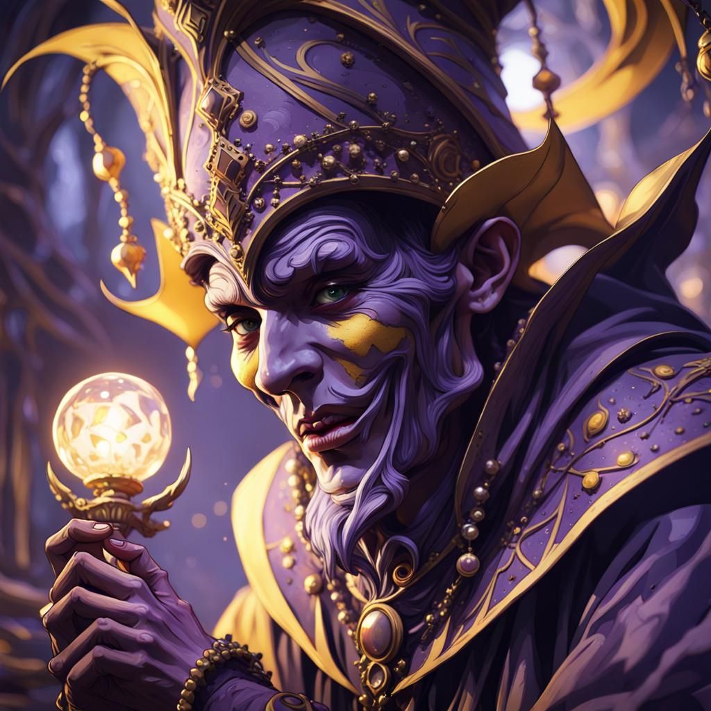 Sinister Jester Haunting Dreamscape in Dark Fantasy Style