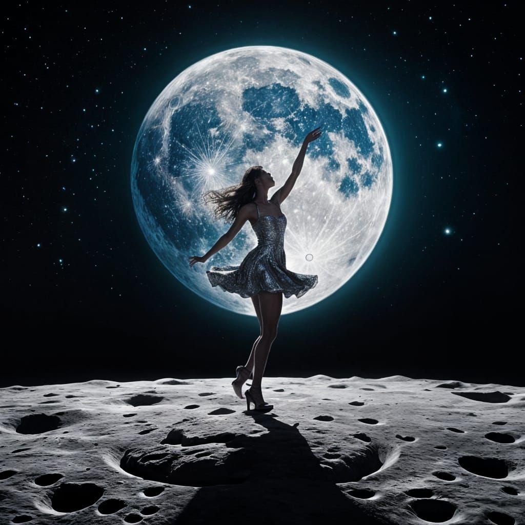 Girl Dancing on the Moon: Surreal Earthrise