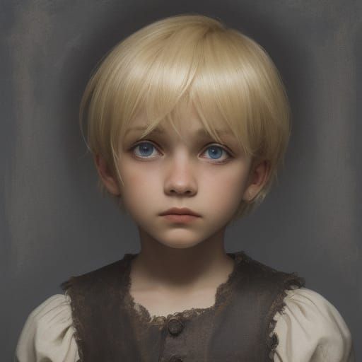 Sinister Vintage Horror Close-Up of Blond Orphan