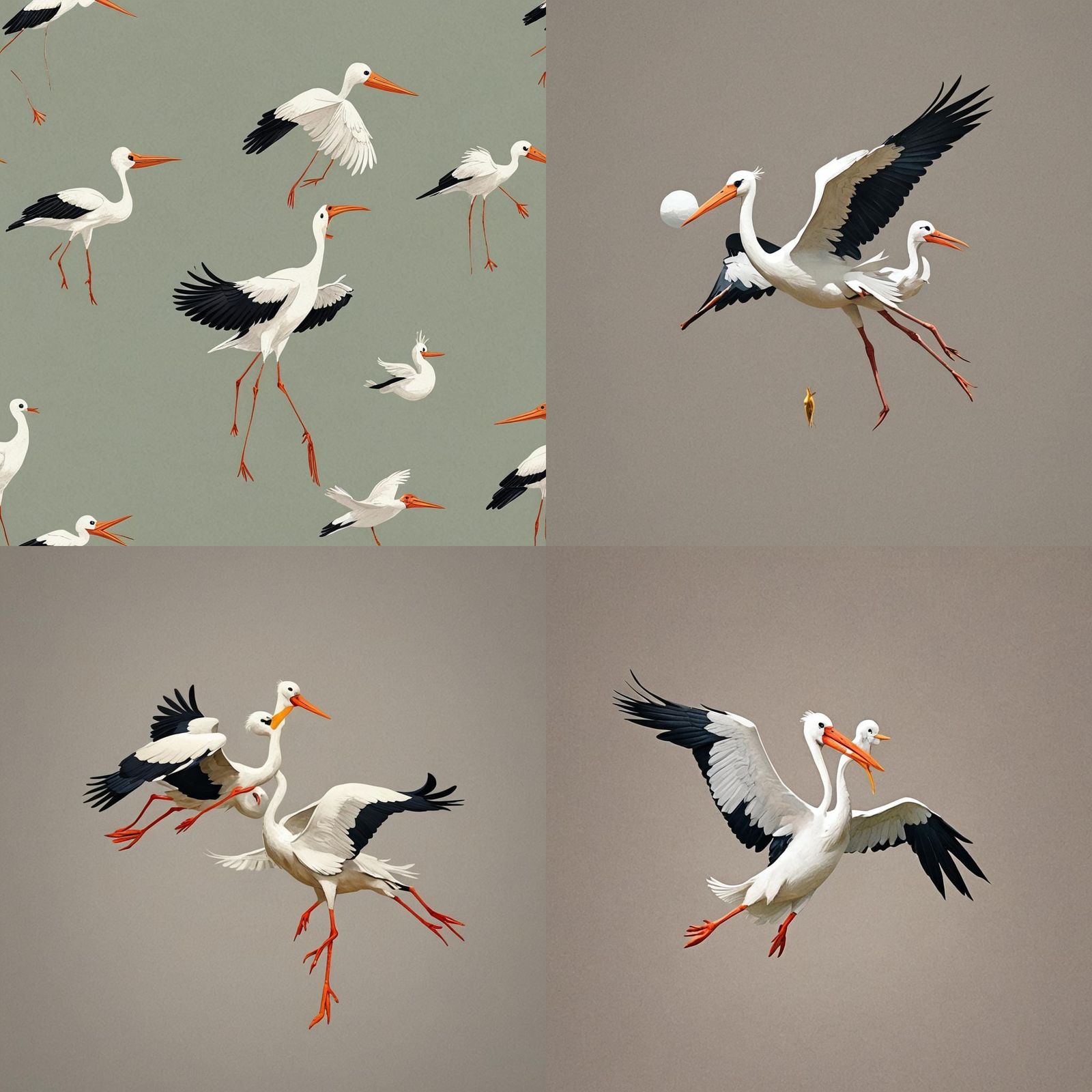 Stork Delivering Baby in Diaper Illustration