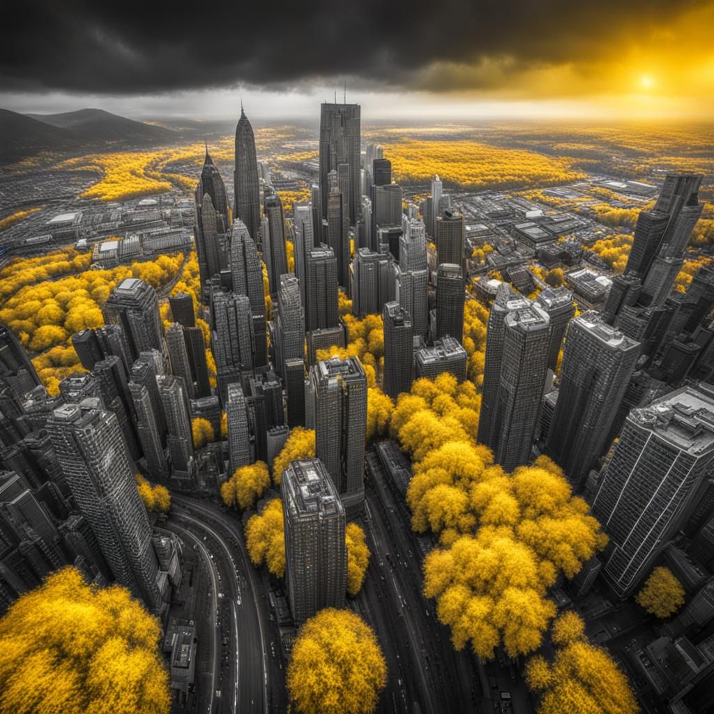 Monochromatic Yellow World in Hyperrealistic Style