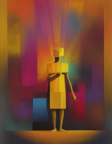 Young Boy in Paul Klee Style Digital Art